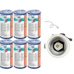 Filter Typ III - Bestway - Lämplig för filterpump 58389 - 6 stycken & WAYS skurborste