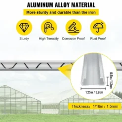 Fjädertråd, låskanal, 6,56 fot fjäderlås, U-kanalpaket för växthus, 40-pack PE-belagd tråd & aluminiumkanal.