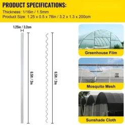 Fjädertråd, låskanal, 6,56 fot fjäderlås, U-kanalpaket för växthus, 40-pack PE-belagd tråd & aluminiumkanal.