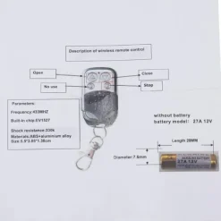 Fjärrkontroller för automatisk skjutgrindsöppnare, 433 MHz, 2-pack, vit (endast fjärrkontroller)