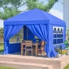 Fällbar trädgårdspaviljong 3x3 m med 4 sidoväggar, höjdjusterbar i 3 lägen, blå