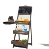 Fällbar Växtställning, 3-Tier Hylla, Retro Stil,Brun