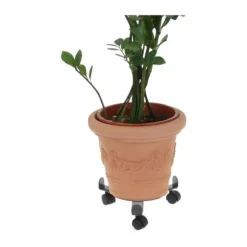 Flowerpot Standt with Wheels Adjustable Grey Metal (30 cm)