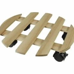 Flowerpot Standt with Wheels Nature Natural Fir wood