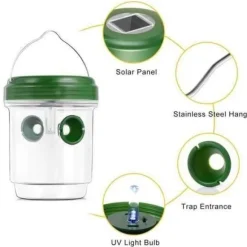 Flug-, geting- och myggfälla; Bug Catcher, Hornets - Soldriven med LED-ljus