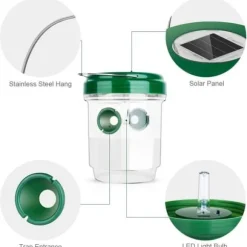 Flug-, geting- och myggfälla; Bug Catcher, Hornets - Soldriven med LED-ljus