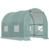 Folietunnel 245x200x198 cm med fönster, tomatväxthus/odlingstunnel, grön