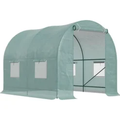 Folietunnel 245x200x198 cm med fönster, tomatväxthus/odlingstunnel, grön