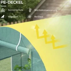 Folietunnel 245x200x198 cm med fönster, tomatväxthus/odlingstunnel, grön