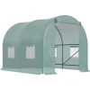 Folietunnel 245x200x198 cm med fönster, tomatväxthus/odlingstunnel, grön