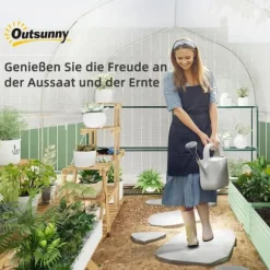 Folietunnel 3x2x2 m med dörr & 4 fönster, uppfällbara sidor, galvaniserat stål, UV-beständig, vit