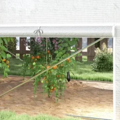 Folietunnel 3x2x2 m med dörr & 4 fönster, uppfällbara sidor, galvaniserat stål, UV-beständig, vit