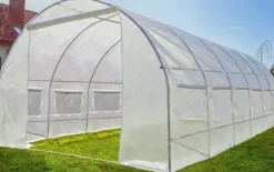 Folietunnelväxthus med fönster 600 x 300 x 200 cm Vit