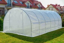 Folietunnelväxthus med fönster 600 x 300 x 200 cm Vit