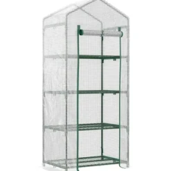 Folieväxthus 70x50x160 cm med 4 hyllplan, vitt – tomathus/drivbänk