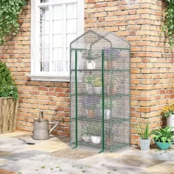 Folieväxthus 70x50x160 cm med 4 hyllplan, vitt – tomathus/drivbänk