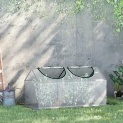 Folieväxthus 120x60x60 cm med fönster, PE – tomathus/drivbänk, vit