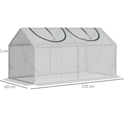 Folieväxthus 120x60x60 cm med fönster, PE – tomathus/drivbänk, vit