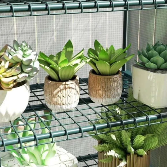 Folieväxthus 69x50x165 cm med hjul & hyllor, stålskelett, vintertåligt, vitt – för tomater & växter