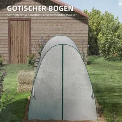 Folieväxthus 180x180x200 cm med rullport & 2 fönster, stålskelett, vitt