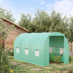 Folieväxthus 395x195x190 cm, rundbåge, 6 nätfönster – odlingstunnel