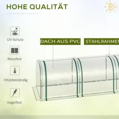 Folieväxthus 295x100x80 cm, stål, transparent, med dörr