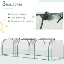 Folieväxthus 295x100x80 cm, stål, transparent, med dörr