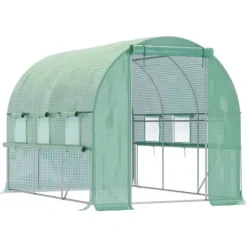 Folieväxthus 2,95x2x2 m, gåbart, 6 fönster, UV-skydd – för trädgårdsodling