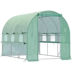 Folieväxthus 2,95x2x2 m, gåbart, 6 fönster, UV-skydd – för trädgårdsodling