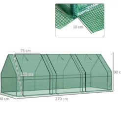Folieväxthus/drivbänk 270x90x90 cm, grön – för tomater & plantor