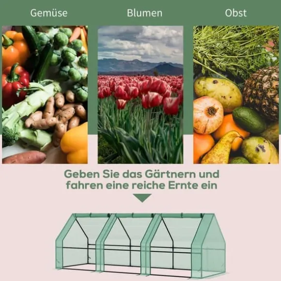 Folieväxthus/drivbänk 270x90x90 cm, grön – för tomater & plantor