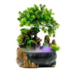 Fontän, Elegant Borddesign, Avkopplande Vattenfunktion,Brun och Grön