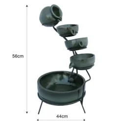 Fontän Rinnande Skålar med Solcell - Grön | Trädgård Dekoration