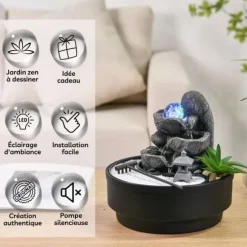 Fontän Trädgård Zen - Zen'Light - Bogota - LED-belysning - Avslappnande atmosfär - 21x21x21 cm