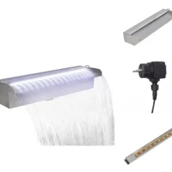 Fontäner - Rektangulärt Vattenfall Poolfontän med LEDs i rostfritt stål 45 cm