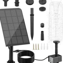 Fontän,Solcellsfontän,Utomhus solcellsdriven fontänpump 2,5W med filter, lämplig för trädgård, fågelbad och dammar