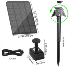 Fontän,Solcellsfontän,Utomhus solcellsdriven fontänpump 2,5W med filter, lämplig för trädgård, fågelbad och dammar