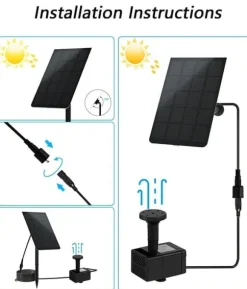 Fontän,Solcellsfontän,Utomhus solcellsdriven fontänpump 2,5W med filter, lämplig för trädgård, fågelbad och dammar