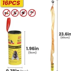 ForHome 32 stycken pappersflugfångare, pappersflugdödare, klibbigt flugpapper, klibbiga revbensfällor i rulle D268