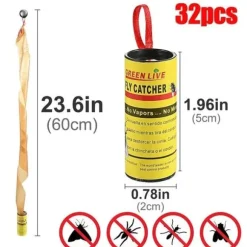 Forhome Flugfälla, Tejp Flugfälla, 32 st Sticky Flugor, Pappersflugdödare, Sticky Flugfälla-N171