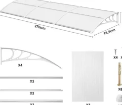 Framdörrsöverdrag, Regn- och snöskydd, UV-skydd, 270x98.5 vit