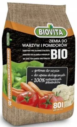 Färdig jord för grönsaker och tomater, organiskt substrat, 80L, BIOVITA