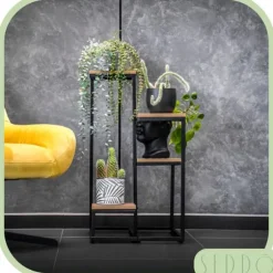 Fristående blomställning för blommor och växter, 4 nivåer, metall, rustik, 76 cm