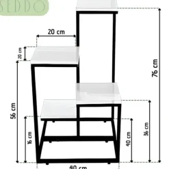 Fristående blomställning för blommor och växter, 4 nivåer, metall, rustik, 76 cm