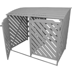 Förråd för 2 x 240 Liter Soptunnor med Lock Gråmålat Granträ Förvaringsbod Bod Skjul Trädgård Trädgårdskjul Utomhus Förvaring Låsbar + Monteringskit | CDON