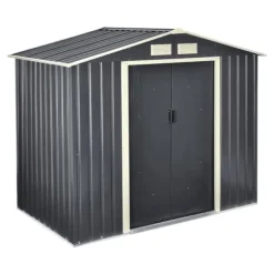Förråd Redskapsbod 213x127x185 cm galvaniserad stålskiva mörkgrå 4 m³ [en.casa]