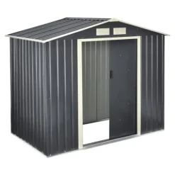 Förråd Redskapsbod 213x127x185 cm galvaniserad stålskiva mörkgrå 4 m³ [en.casa]
