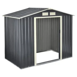 Förråd Redskapsbod 213x127x185 cm galvaniserad stålskiva mörkgrå 4 m³ [en.casa]