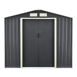 Förråd Redskapsbod 213x127x185 cm galvaniserad stålskiva mörkgrå 4 m³ [en.casa]