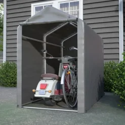 Förråd 187x100x160 cm, cykelgarage, trädgårdsskjul, lagerzelt, mörkgrå